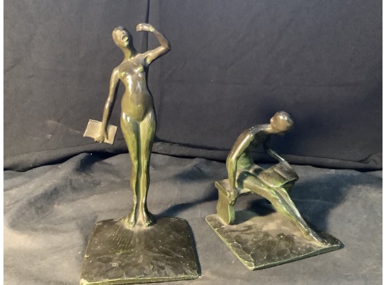Two Bronze Statuettes By Listed Artist Robert Thew