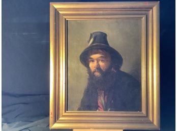 Antique Oil Painting Of A Transient Gentleman