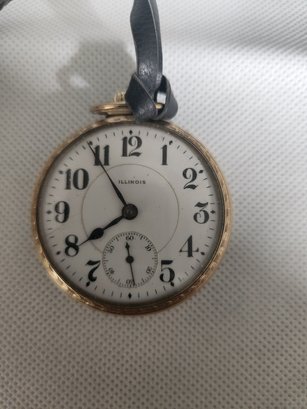 10K Gold Illinois Pocket Watch, Railroad, 21 Jewels