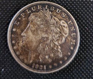 (Lot SW14) 1921 Morgan Silver Dollar Circulated Coin, $1
