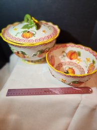 3 Qt. Baker, Lid,Temp-tations By Tara Old World Pumpkin Ceramic Serving Bowl, Baking, Temptations