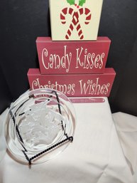 Christmas Decor, Decorations, Fun, Glass Plate, Etchings