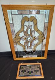 Leaded Stained Glass Window, Lot Of Two