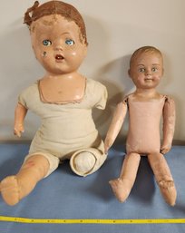 Antique Baby Dolls, Lot Of Two, Composition