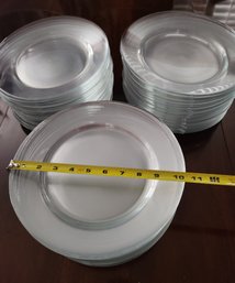 Lot Of 62 Clear Glass Dinner Plates - 10.5' Crate & Barrel