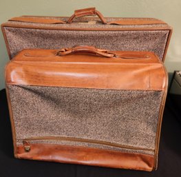 1960s 2 Pieces Of Vintage Hartmann Tweed  Luggage- Garment Bag And Suitcase, Decor, Staging