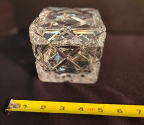Reed And Barton Crystal Box, Cube With Lid