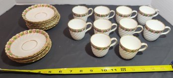 Antique Minton's Of NY, W.H. Plummer Teacups, Saucers Leadless Glaze Fine Porcelain Set