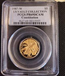 (Lot SW7)  1987-W U.S. Vault Collection Gold Proof Constitution $5 Coin PCGS PR70DCAM 1987W Commemorative