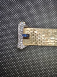 Luxurious Antique Tiffany 14K Gold, Diamond, Sapphire Bracelet, Circa 1930's, Original Box
