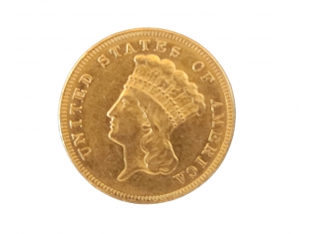 (Coin Lot #SD56) 1874 Indian Princess Head Gold $3 Coin, Rare Coins