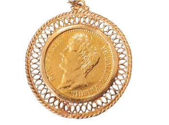40 Franc Coin, Pendant,  1803, Altered, Bonaparte, Premier Consul Gold, Rare