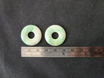 Lot SD725-3 Two Jade Circles, Annulus, Light Green, Stones, Loose Jewelry Minerals