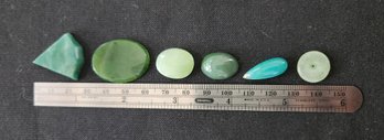 Lot SD725-6 Six Authentic Blue And Green Jade Pieces, Stones, Minerals, Jewelry, Loose
