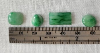 Four Pieces Authentic Jade, Variegated, Green, Loose Stones Minerals