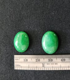 Two Oval, Green Jade Pieces, Authentic Loose Minerals, Stones, Jewelry