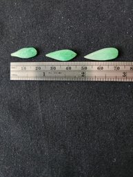 Lot SD725-11 Three Teardrop Shaped Authentic Green Jade Pieces, Loose Stones, Minerals, Jewelry