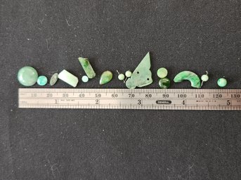 Lot SD725-13 Authentic Jade, 15 Loose Pieces, Various Shapes, Shades, Minerals Stones, Green