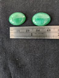 Two Oval Jade Pieces, Green, Authentic Loose Minerals, Stones, Jewelry