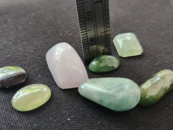 Six Pieces Authentic Jade, Green, White, Various Loose Stones, Minerals, Jewelry