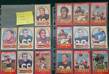 NFL Card Lot #3: Cleveland Browns 1970's 1971 Topps Football Cards, Sports, Vintage - 16 Cards, 2 Sheets