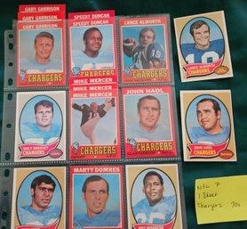 NFL Lot #7: 15 Vintage Chargers 1970's Topps Football Cards