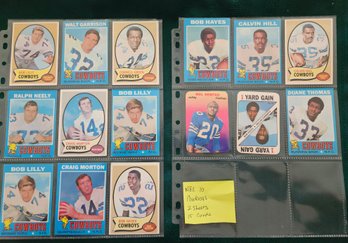 NFL Card Lot #10 Vintage 1970's Cowboys Football Cards, Two Sheets 15 Cards