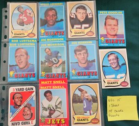 NFL Card Lot #15: 14 Cards Giants, Jets, 1970's Vintage Topps Football, Sports, Tarkenton