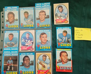 NFL Card Lot #17: 17 Vintage Lions Cards From 1970's, Topps, Football, Sports