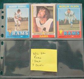 NFL Card Lot #22: 3 Vintage Rams Football Cards From 1970's, Topps, Sports