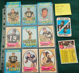 NFL Card Lot#24: 14 Vintage Saints Football Cards From Early 1970's Topps, Sports,