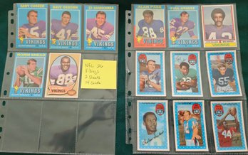 NFL Card Lot #26: 14 Vintage Vikings Football Cards From Early 1970's, Topps, Sports