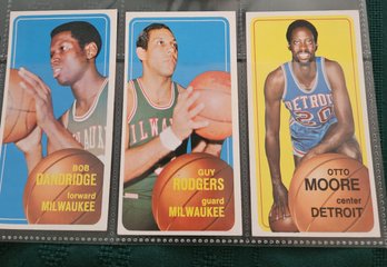 NBA Card Lot #1 (1,2): 5 Vintage 1968 Basketball Cards, Topps Sports, Boston, Detroit, Milwaukee