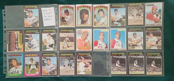 MLB Card Lot #10:  24 Indians Baseball Cards From 60's And 70's, Topps