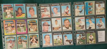 MLB Card Lot #13:  26 Padres Baseball Cards From The 60's And 70's, Topps