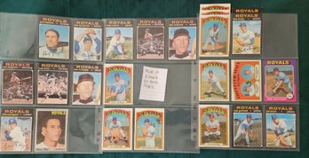 MLB Card Lot #19:  24 Royals Baseball Cards From The 60's And 70's, Topps