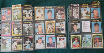 MLB Card Lot #22:  32 Tigers Baseball Cards From The Late 60's, Early 70's, Topps, Varies