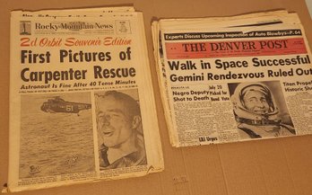 Denver Newspapers, Ephemera, Space Program NASA 1962, 1965 Full Editions