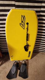 BZ Boogie Board With Backpack Carrying Case, Size Large Flipper Swim Fins
