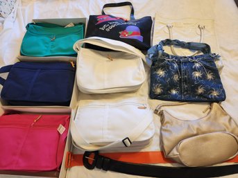 Canvas & Leather Purses, Handbags, New Denim With Bling, Two Belts