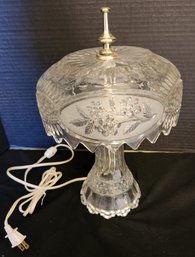 Gorgeous Zajecar Yugoslavia Lead Crystal Vintage Table Lamp - Tested, 14' Tall, Lighting