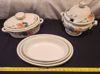 See All Pics: Villeroy & Boch 'Amapola' Nesting Oval Cookware/serving Pieces, Tureen, Platters, Bowls, S&P