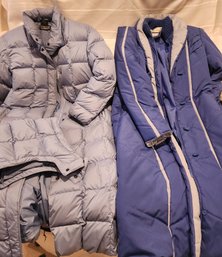 2 Women's Maxi Winter Coats Land's End, Down, Size L And XL, Weather Chasers, Retro, Full Length