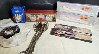 Gift Closet New Items - Silver Plate Serving Pieces, Spoon Holders, Tongs, Variety