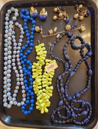 Costume Jewelry Lot #18 - Glass Beads, Stone, Necklace, Bracelet, Clip-on Earrings, One NWT