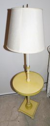 Vintage Floor Lamp With Tray Table, Faux Wicker Border, Tested