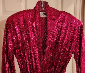 Stunning Nite Line Red Sequin Romper Jumpsuit With Belt, Earrings, Size 10, Vintage Women's Clothing, Couture