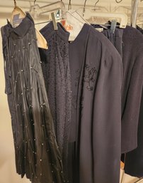 6 Pcs Women's Ladies Evening Wear, Knit, High End Fashion, Jumpsuit, Duster, Rhinestone Black Medium