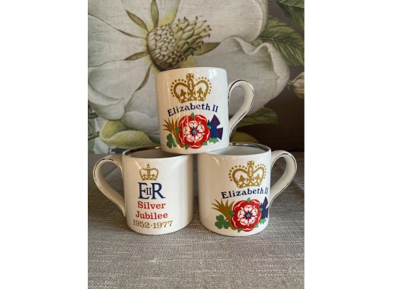 Set Of 3 Queen Elizabeth II Jubilee Mugs