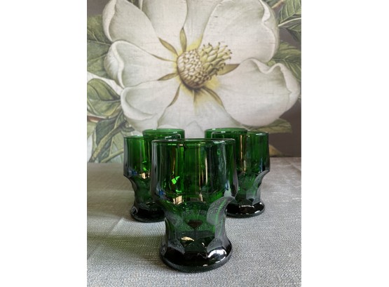 Set Of 5 Emerald Green Goblets